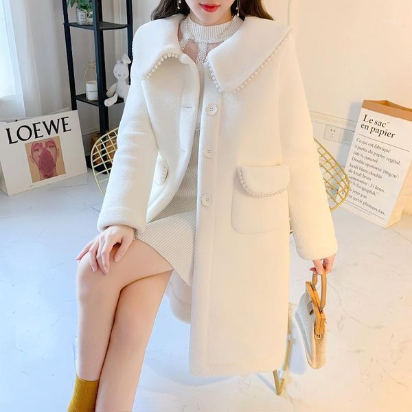women's wool & blends fashion women thick warm fur woolen coat 2021 winter lapel single breasted straight long jacket coats clo, Black
women's wool & blends fashion women thick warm fur woolen coat 2021 winter lapel single breasted straight long jacket coats clo, Black