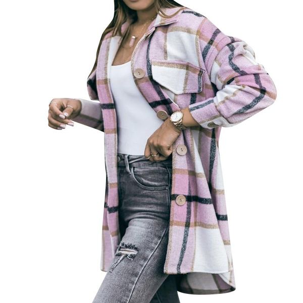 women's wool & blends ladies spring autumn shirt coat girls leisure style temperament plaid lapel long sleeve single-breasted loose out, Black
women's wool & blends ladies spring autumn shirt coat girls leisure style temperament plaid lapel long sleeve single-breasted loose out, Black