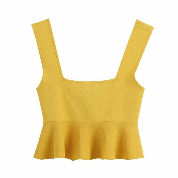women's blouses & shirts 2021 women candy color hem ruffles knitted sling shirt chic lady sleeveless thin slim femininas ls6591, White
women's blouses & shirts 2021 women candy color hem ruffles knitted sling shirt chic lady sleeveless thin slim femininas ls6591, White