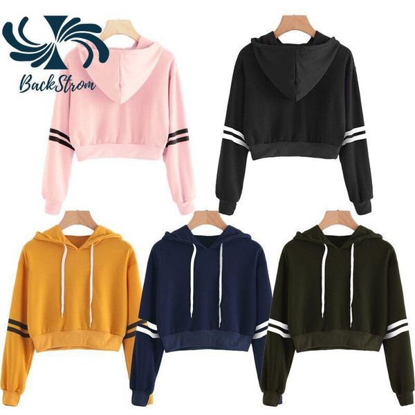 women's hoodies & sweatshirts 2021 european and american striped open navel short sweaters autumn winter pullover, Black
women's hoodies & sweatshirts 2021 european and american striped open navel short sweaters autumn winter pullover, Black