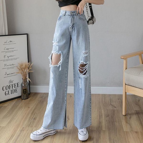 women's jeans light color spring and autumn 2021 high waist slimming straight loose wide leg pants summer, Blue
women's jeans light color spring and autumn 2021 high waist slimming straight loose wide leg pants summer, Blue