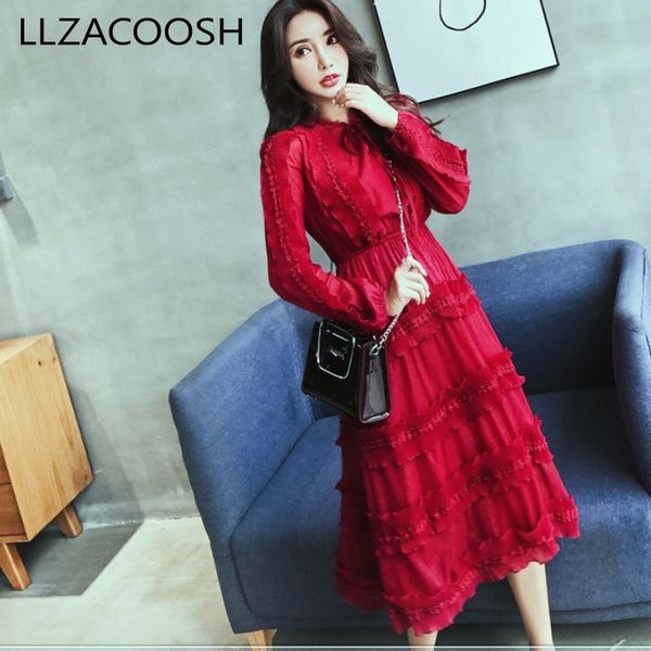 chiffon long dress fashion spring long sleeve ruffles elastic waist holiday dresses vestidos 210514, Black;gray
chiffon long dress fashion spring long sleeve ruffles elastic waist holiday dresses vestidos 210514, Black;gray