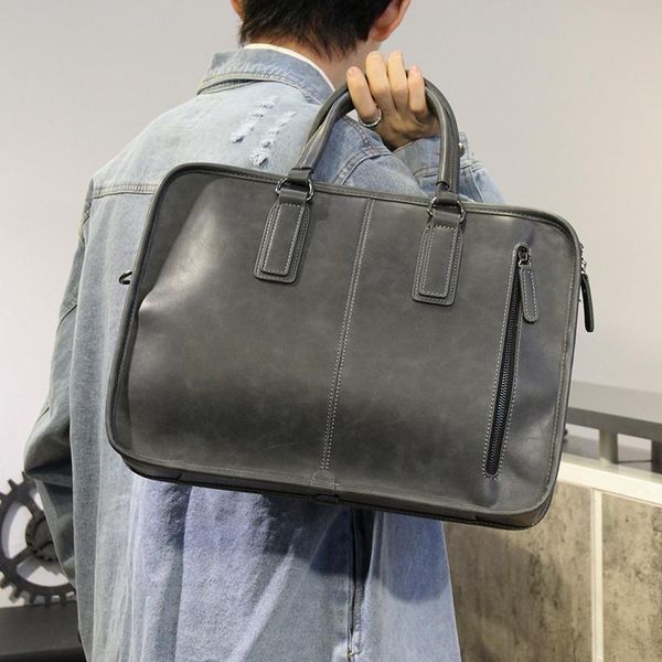 briefcases lebsge fashion men's pu leather office handbag one shoulder crossbody bag laplarge capacity