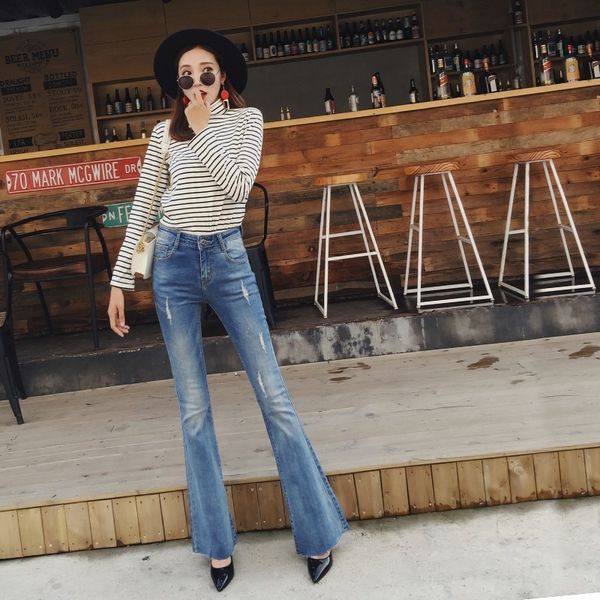 women's jeans elegant from the vintage spring fall women's denim flares fashion pants washed hole ripped fine stretching length co, Blue
women's jeans elegant from the vintage spring fall women's denim flares fashion pants washed hole ripped fine stretching length co, Blue