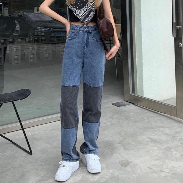 women's jeans women spliced mom hit color high waisted straight denim trousers 2021 harajuku streetwear causal patchwork pants, Blue
women's jeans women spliced mom hit color high waisted straight denim trousers 2021 harajuku streetwear causal patchwork pants, Blue