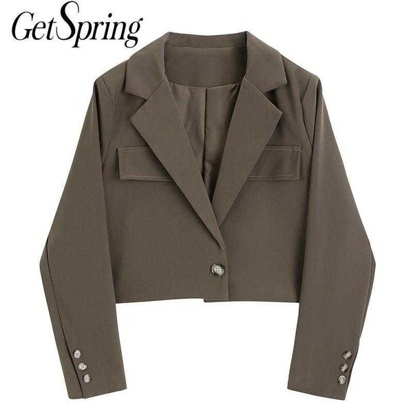 getspring women blazer black coffee short blazers jackets vintage casual all match s long sleeve fashion 210601, White;black
getspring women blazer black coffee short blazers jackets vintage casual all match s long sleeve fashion 210601, White;black