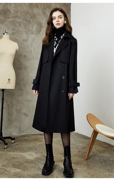 women's trench coats 2021 spring and autumn coat femme retro temperament british wind over the knee long quilted, Tan;black
women's trench coats 2021 spring and autumn coat femme retro temperament british wind over the knee long quilted, Tan;black