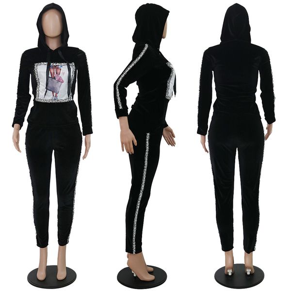 real sample women veet hooded sweatshirt two pieces pants casual sets sequins stripes printed long sleeves girls tracksuits autumn winter, White
real sample women veet hooded sweatshirt two pieces pants casual sets sequins stripes printed long sleeves girls tracksuits autumn winter, White