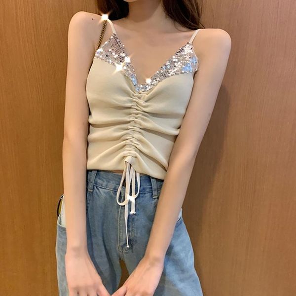 women's tanks & camis trendy sequin camisole fashion slim knit drawstring crop 2021 summer solid color sling tank, White
women's tanks & camis trendy sequin camisole fashion slim knit drawstring crop 2021 summer solid color sling tank, White