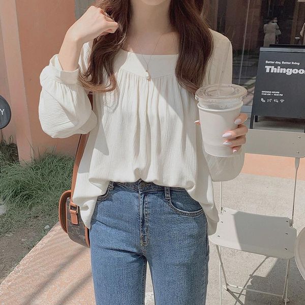 women's blouses & shirts limiguyue fashion square collar shirt long sleeve blouse gray apricot chiffon ol style loose women blusas k19, White
women's blouses & shirts limiguyue fashion square collar shirt long sleeve blouse gray apricot chiffon ol style loose women blusas k19, White