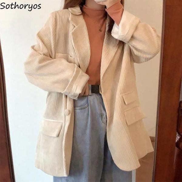 corduroy women blazers solid pockets single breasted all-match loose korean style notched retro elegant trendy chic women's sui, White;black
corduroy women blazers solid pockets single breasted all-match loose korean style notched retro elegant trendy chic women's sui, White;black