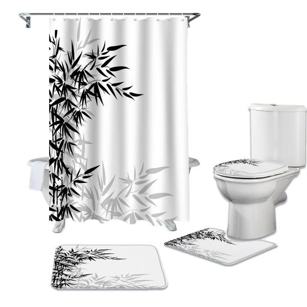 black and white bamboo shower curtain set carpet cover toilet bath mat waterproof bathroom curtains
black and white bamboo shower curtain set carpet cover toilet bath mat waterproof bathroom curtains