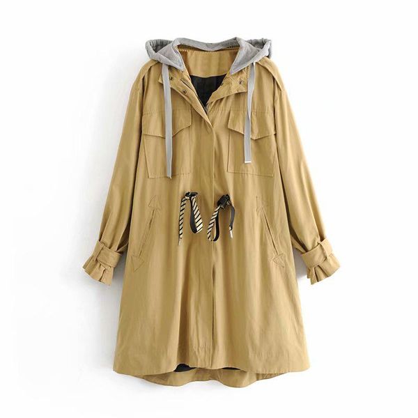women's trench coats women clothes coat for long loose hooded windbreaker 2021 autumn fashion thicken overcoat xy2223, Tan;black
women's trench coats women clothes coat for long loose hooded windbreaker 2021 autumn fashion thicken overcoat xy2223, Tan;black