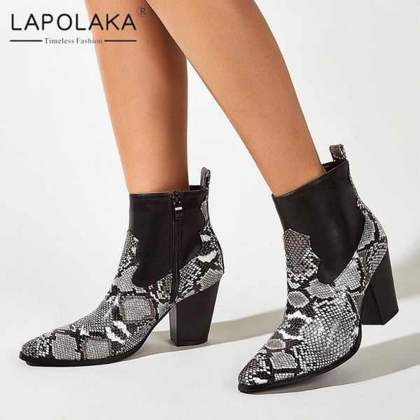 boots lapolaka chunky heels snake mixed colors women shoes populer pointed toe zipper boot ladies, Black
boots lapolaka chunky heels snake mixed colors women shoes populer pointed toe zipper boot ladies, Black