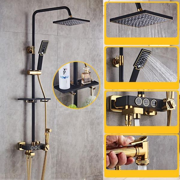 black/white wall mounted single handle thermostatic shower mixer faucet bath set + bidet shelf bathroom sets
black/white wall mounted single handle thermostatic shower mixer faucet bath set + bidet shelf bathroom sets