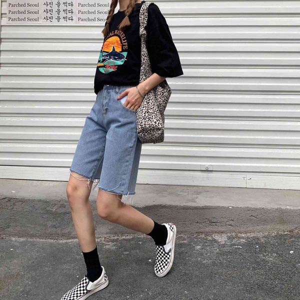 women's shorts denim fashionable middle tube high waist summer new pants, White;black
women's shorts denim fashionable middle tube high waist summer new pants, White;black