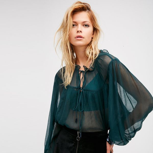 green red women long sleeve regular fashion sequined ruffles cute shirts transparent blouses bandage top, White
green red women long sleeve regular fashion sequined ruffles cute shirts transparent blouses bandage top, White