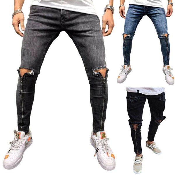 men's jeans fashion men pants distressed ripped hole solid long length zip slim skinny denim bottoms 2021 summer man trousers, Blue
men's jeans fashion men pants distressed ripped hole solid long length zip slim skinny denim bottoms 2021 summer man trousers, Blue