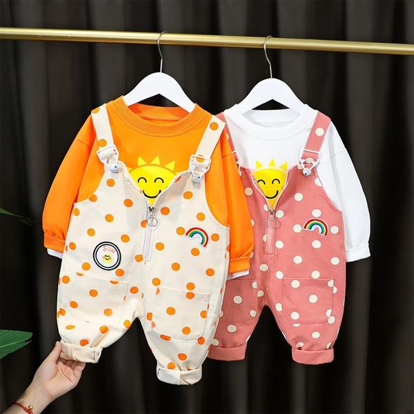 baby girl boy cute outfit clothing suit sun print long sleeve shirt dot bib pants kid costume 1 2 3, White
baby girl boy cute outfit clothing suit sun print long sleeve shirt dot bib pants kid costume 1 2 3, White