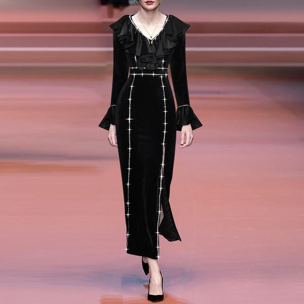 casual dresses rosyroozy 2022 fashion v-neck collar long sleeve ruffles split dress spring summer women vestidos robe femme, Black;gray
casual dresses rosyroozy 2022 fashion v-neck collar long sleeve ruffles split dress spring summer women vestidos robe femme, Black;gray