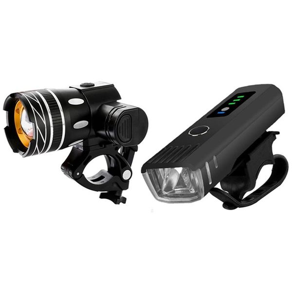 set bike light led lamp adjustable & 1 pcs usb rechargeable headlight lights