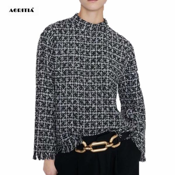 women's jackets 2021 winter coat women woolen plaid tassels outerwear wool coats, Black;brown
women's jackets 2021 winter coat women woolen plaid tassels outerwear wool coats, Black;brown