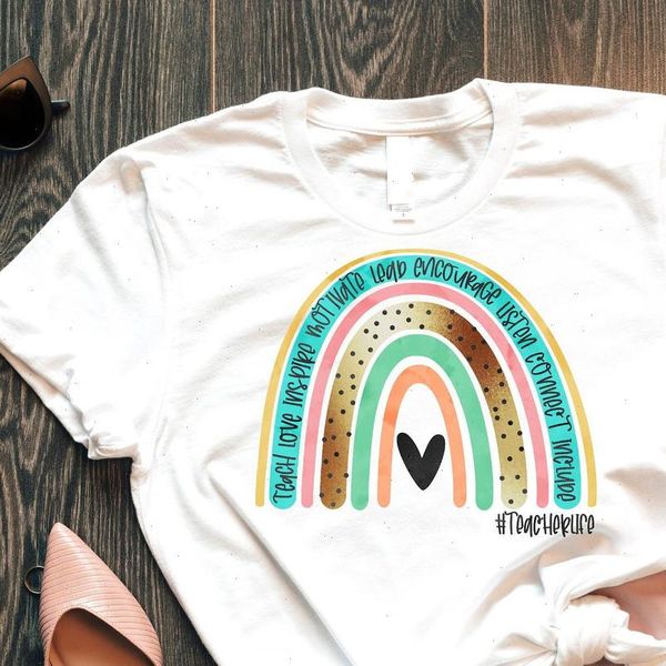 womens t shirt rainbow heart love teacher causal cotton shirts women cute with saying quote plus size graphic, White
womens t shirt rainbow heart love teacher causal cotton shirts women cute with saying quote plus size graphic, White