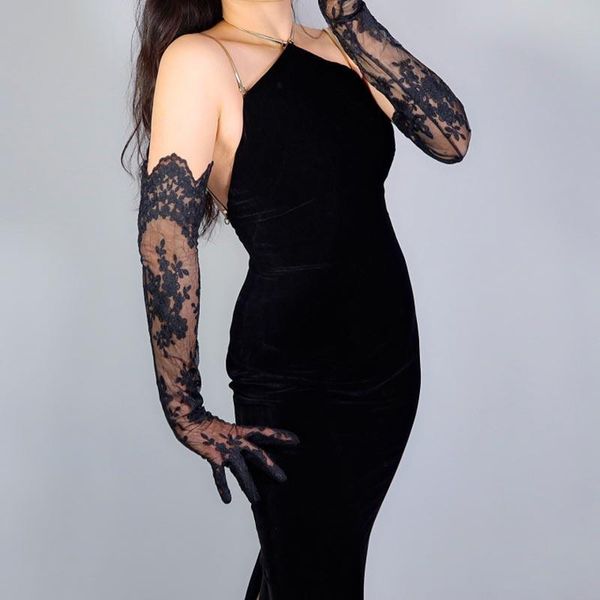 bridal gloves handschuhe spitze black long floral lace 20s opera party stretchy size tea evening guantes encaje, White
bridal gloves handschuhe spitze black long floral lace 20s opera party stretchy size tea evening guantes encaje, White