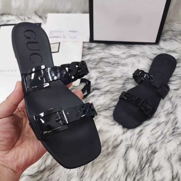 slippers sandals designer women's flat bottomed slides color matching leather chain beach casual comfortable fashion summer shoes, Black
slippers sandals designer women's flat bottomed slides color matching leather chain beach casual comfortable fashion summer shoes, Black