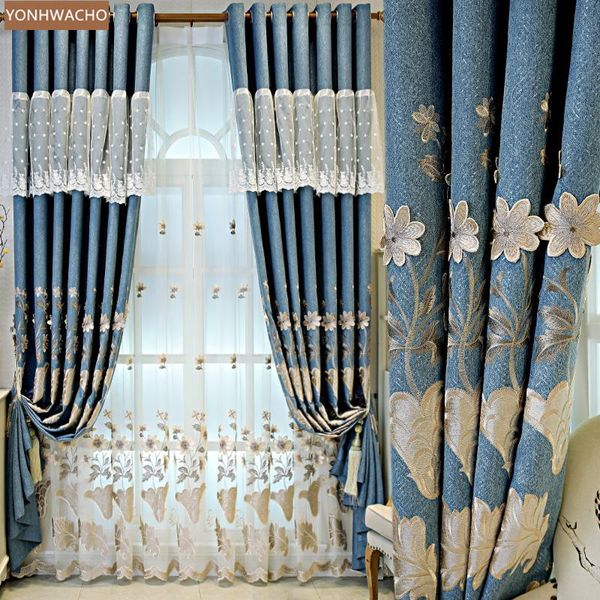 curtain & drapes custom curtains blue princess american pastoral style embossed embroidery thick cloth blackout tulle drape c874 
curtain & drapes custom curtains blue princess american pastoral style embossed embroidery thick cloth blackout tulle drape c874