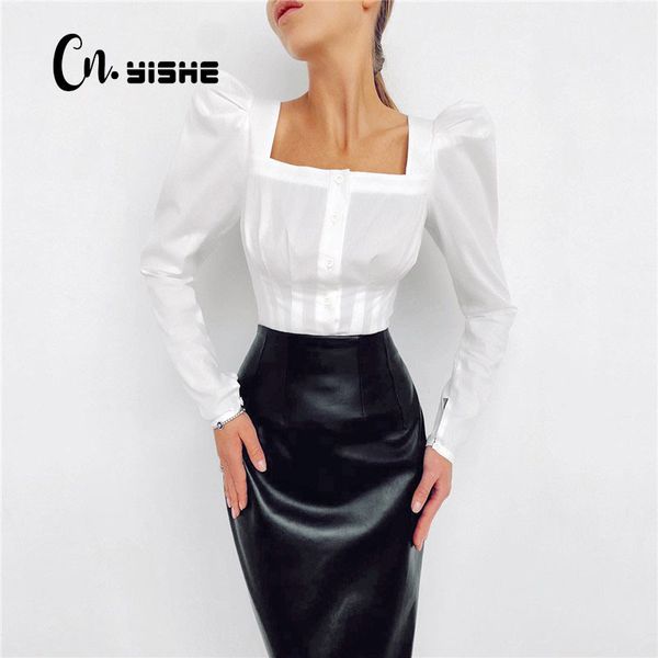 cnyishe casual elegant simple office lady women blouses fashion puff sleeve bodycon regular shirts female blusas solid 210419, White
cnyishe casual elegant simple office lady women blouses fashion puff sleeve bodycon regular shirts female blusas solid 210419, White