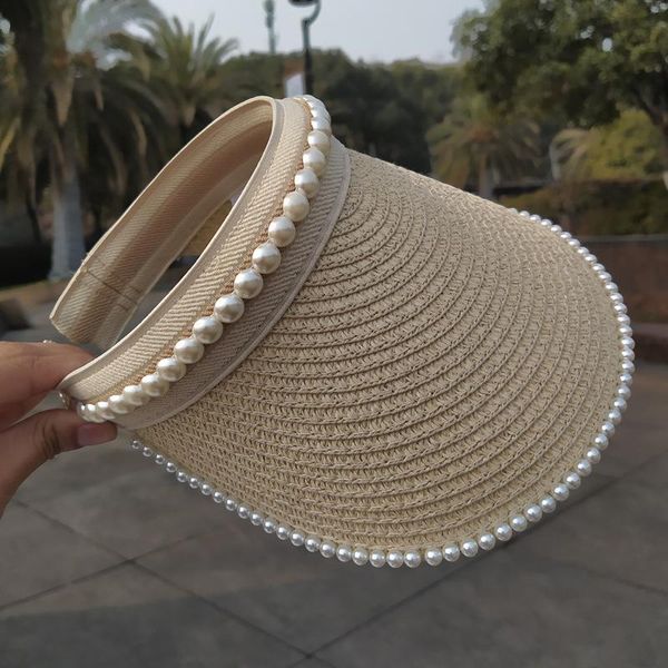 wide brim hats korean empty straw hat woman simulated pearl lace sun protection elegant lady beach casual summer capless cap headwear, Blue;gray
wide brim hats korean empty straw hat woman simulated pearl lace sun protection elegant lady beach casual summer capless cap headwear, Blue;gray