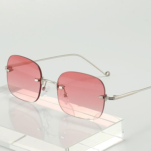 sunglasses 2021 square rimless women designer summer red glasses fashion sun for men uv400 shades oculos, White;black 
sunglasses 2021 square rimless women designer summer red glasses fashion sun for men uv400 shades oculos, White;black