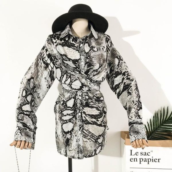women's blouses & shirts england style plus size snake print turn-down collar long sleeve strap slim shirt ladies, White
women's blouses & shirts england style plus size snake print turn-down collar long sleeve strap slim shirt ladies, White