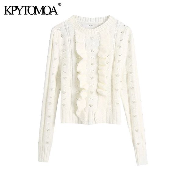 women fashion with faux pearls ruffled cropped knitted sweaters vintage long sleeve female pullovers chic 210421, White;black
women fashion with faux pearls ruffled cropped knitted sweaters vintage long sleeve female pullovers chic 210421, White;black