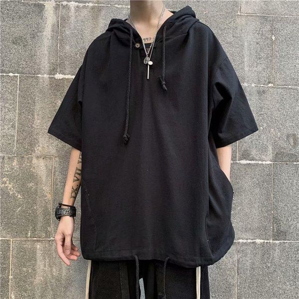men's t-shirts harajuku style short-sleeved t-shirt loose hooded dark black high street ins trendy half-sleeved handsome top, White;black
men's t-shirts harajuku style short-sleeved t-shirt loose hooded dark black high street ins trendy half-sleeved handsome top, White;black