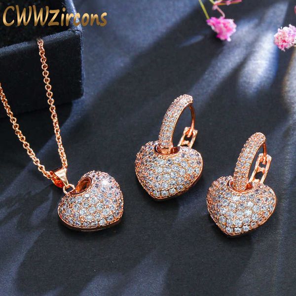 micro pave cubic zirconia rose gold color heart hoop earrings and necklace famous brand jewelry sets for women t082 210714, Silver
micro pave cubic zirconia rose gold color heart hoop earrings and necklace famous brand jewelry sets for women t082 210714, Silver