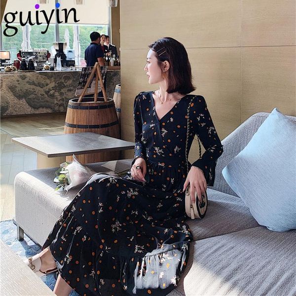 casual dresses summer black vintage floral chiffon maxi dress elegant long sleeve for women fashion plus size clothing, Black;gray
casual dresses summer black vintage floral chiffon maxi dress elegant long sleeve for women fashion plus size clothing, Black;gray