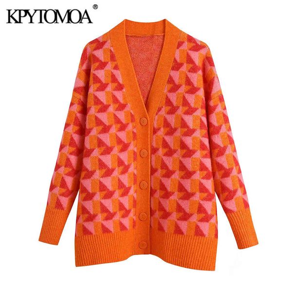 kpytomoa women fashion geometric jacquard knitted cardigan sweater vintage long sleeve loose female outerwear chic 211117, White
kpytomoa women fashion geometric jacquard knitted cardigan sweater vintage long sleeve loose female outerwear chic 211117, White
