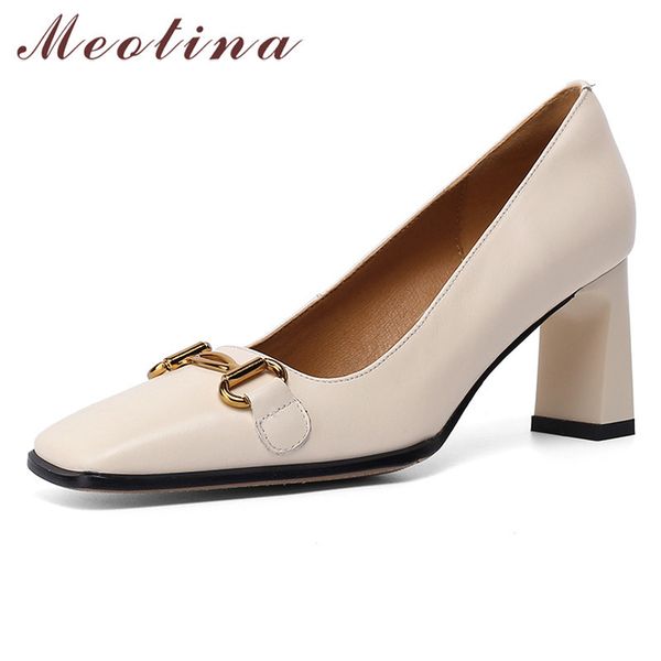 meotina women square toe pumps genuine leather thick heels shoes metal decoration dress shoes ladies slip on high heel footwear 210520, Black
meotina women square toe pumps genuine leather thick heels shoes metal decoration dress shoes ladies slip on high heel footwear 210520, Black