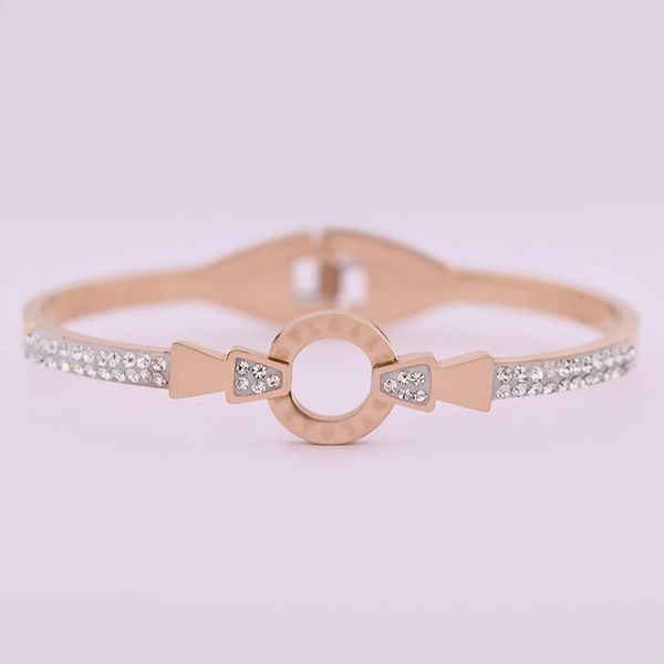 design jewelry jinbaojia letter circle diamond plated titanium rose gold stainless steel bracelet, White 
design jewelry jinbaojia letter circle diamond plated titanium rose gold stainless steel bracelet, White