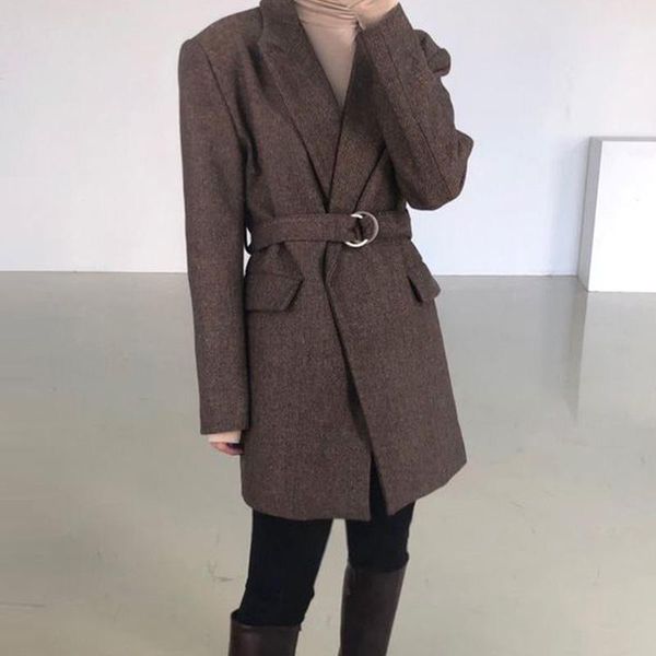 women's wool & blends vicone korea chic simple temperament suit collar strap waist long sleeve herringbone woolen coat women, Black
women's wool & blends vicone korea chic simple temperament suit collar strap waist long sleeve herringbone woolen coat women, Black
