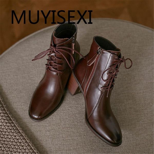 boots ankle plus size gorgeous natural leather cross-tied round toe 6.5cm thick high heels zip pretty girls dress tn47 muyisexi, Black
boots ankle plus size gorgeous natural leather cross-tied round toe 6.5cm thick high heels zip pretty girls dress tn47 muyisexi, Black