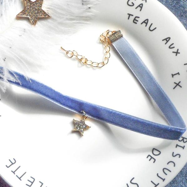 chokers 1 piece velvet lace choker necklace royal blue star clear rhinestone elegent fariy chain for femme parrty jewelry, Golden;silver
chokers 1 piece velvet lace choker necklace royal blue star clear rhinestone elegent fariy chain for femme parrty jewelry, Golden;silver