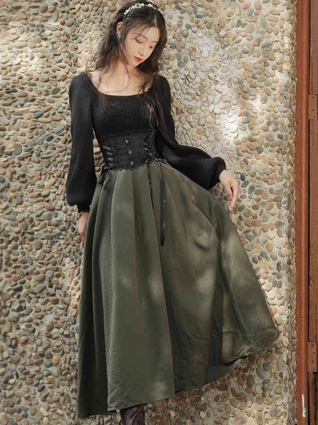 dresses vintage england style elegant knitted two piece women sets 2 pieces sweater corset lace-up high waisted maxi skirt matching set, White
dresses vintage england style elegant knitted two piece women sets 2 pieces sweater corset lace-up high waisted maxi skirt matching set, White