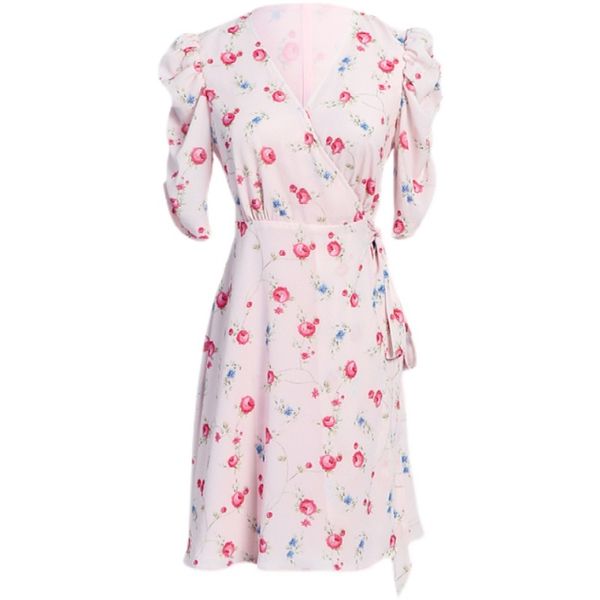 french vintage flower print dresses for women summer short sleeve vestido de mujer slim waist sweet femme robe 210514, Black;gray
french vintage flower print dresses for women summer short sleeve vestido de mujer slim waist sweet femme robe 210514, Black;gray