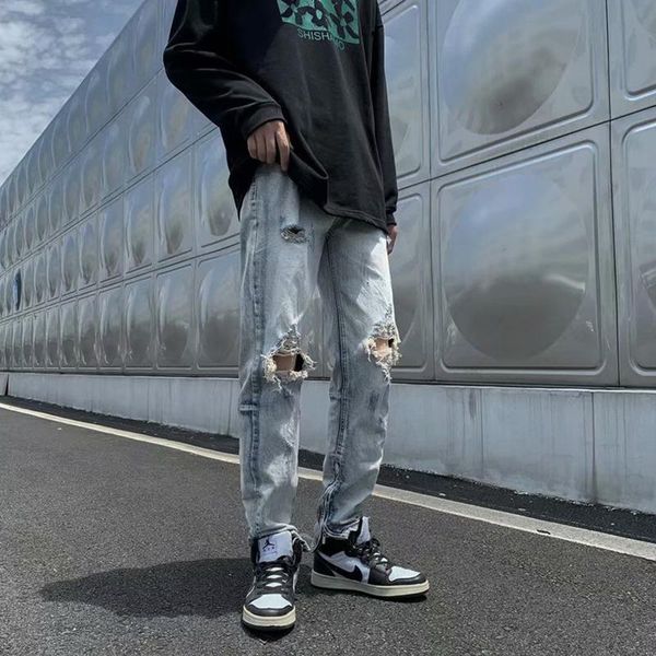men's jeans leggings loose straight trendy pants autumn korean casual small feet, Blue
men's jeans leggings loose straight trendy pants autumn korean casual small feet, Blue