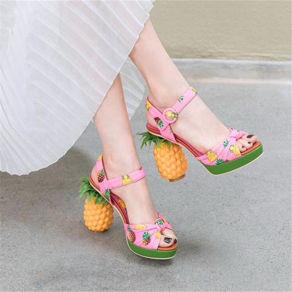 summer fashion strange pineapple heel shoes ladies print high leather sandals, Black
summer fashion strange pineapple heel shoes ladies print high leather sandals, Black