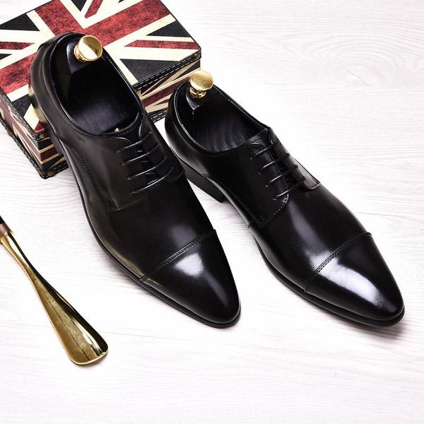 dress shoes winter genuine leather men formal pointed toe lace up business oxford luxury wedding for, Black 
dress shoes winter genuine leather men formal pointed toe lace up business oxford luxury wedding for, Black