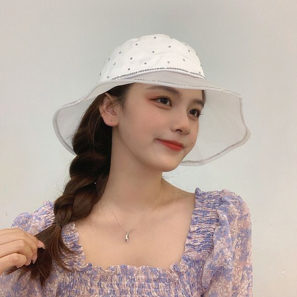 south korea light luxury small fragrance bright diamond hat children's summer fisherman's hat silk gauze elegant big brim sunshade, Blue;gray
south korea light luxury small fragrance bright diamond hat children's summer fisherman's hat silk gauze elegant big brim sunshade, Blue;gray